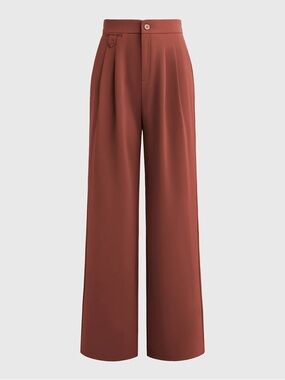Brick Red High-Waisted Wide-Leg Pants